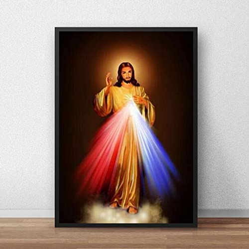 Pittura Su Tela Immagine Della Divina Misericordia Amore Gesù Cristo Stampa Artistica Motivazionale Poster Decorazione Della Parete Di Casa 60X90Cm Senza Telaio