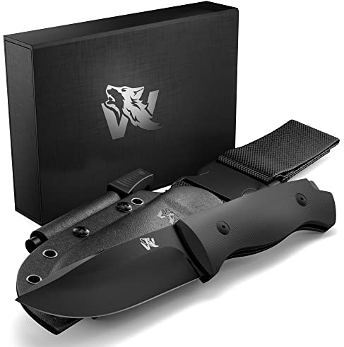 ODENWOLF LUPUS Outdoor Messer feststehende Klinge im klassischem Stil - Survival Messer feststehende Klinge - Jagdmesser mit Scheide und Feuerstarter - Perfektes Bushcraft Messer Outdoor Survival