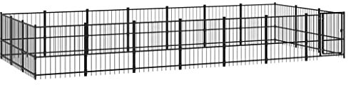 vidaXL Outdoor Hundezwinger Stahl 19,76m² Hundehütte Hundekäfig Hundehaus
