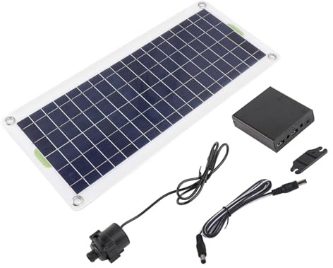 Kit Pompa Solare per Laghetto con Pannello Fotovoltaico 30W, Pompa Acqua 19W DC12V, Portata 800 L/h Sollevamento 5m