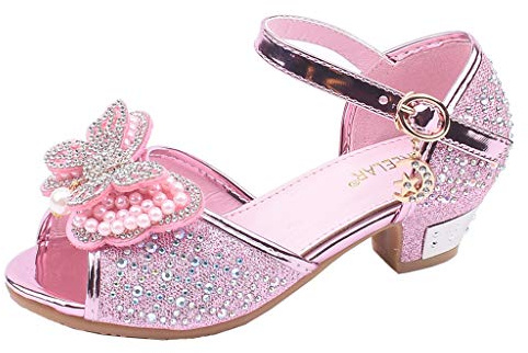 Småbarn, barn, flickor, pärla, fjärilsknut, kristall, enstaka prinsesskor, sandaler, barnskor, prinsesskor med rosett, dansskor, mjukt golv, lära-gå-skor, babyskor, ROSA, 28 EU
