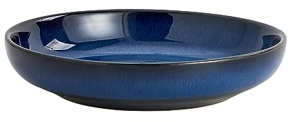 Swuut Transmutation Glaze Serving Pasta Bowl,10 inch Ceramic Wide Salad Bowls,50 Ounce Large Big Fruit Bowl for Kitchen, Microwave Oven Dishwasher Safe (Blue)