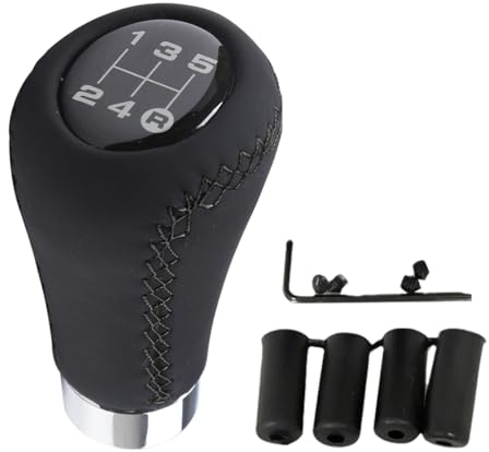 JNNJ Manual Gear Shift Knob Stick Head Shifter Lever Stick, Universal Shift Lever 5 Speed Shift Knob, Modification Manual Shifts Head Gears Aluminum Shifter, for Most Autos(Black-Line)