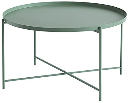 IMYOGI Exquisiter Couchtisch, einfacher runder Aufbewahrungstisch aus Eisen, Wohnzimmer-Sofa-Multifunktions-Tabletttisch, Schlafzimmer-Freizeittisch, kreatives Regal (Farbe: Grün, Größe: 60 x 47 cm)