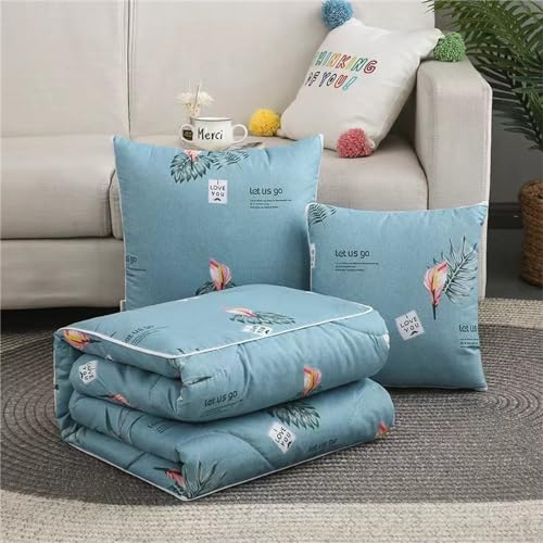 Hixingo Reisedecke und Kissen 2 in 1, Reisedecke mit Kissen Set Multifunktionale Reise Decke und Kissen 2 in 1 Weichem Flugzeug Verwandlungskissen für Urlaub, Camping (50 * 50cm,Anthurie)
