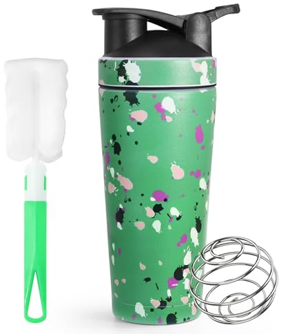 Protein Shaker Edelstahl 750ml, Edelstahl Shaker Proteinshake mit Kugel