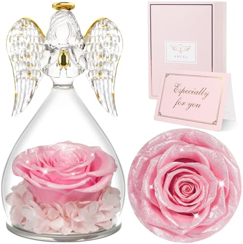 Sunia Ewige Rose Engel Geschenke für Frauen, Engel Figur Geschenke für Mama, Geburtstagsgeschenk für Frauen, Mutter Oma Geschenk, Schutzengel Rose Geschenk zum Muttertag Weihnachten Valentinstag