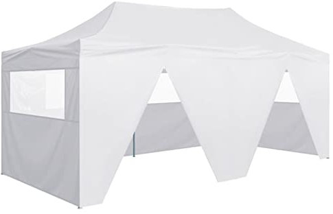 Homgoday Gazebo Pieghevole con 4 Pareti 3x6 m Acciaio Bianco, Gazebo da Giardino, Gazebo Ombrellone da Giardino Spiaggia Pesca Esterno Antivento per Arredo Giardino Terrazzo Ambienti Decor da Mobili