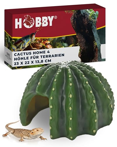Hobby Terraristik Cactus Home 4 I Dekorative Versteckhöhle I 23 × 22 × 13,8 cm I Kakteenoptik für Wüstenlandschaften I Terrarium Dekoration aus robustem, feuchtigkeitsbeständigem Polyresin