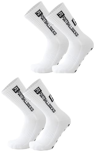 Miayical Chaussettes Antidérapantes Homme Femme - 2 Paires avec Picots de Grip - pour Football, Basketball, Rugby, Yoga et Sports en Salle