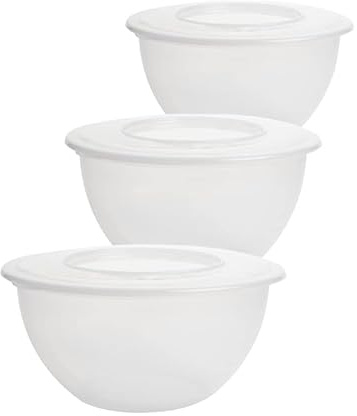 2friends Tina Lot de 3 bols mélangeurs, en plastique, sans BPA, transparents, 5 l, avec couvercle, 5 l