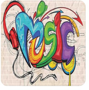GSGCSBYMLG Kühlschrankmagnet, Motiv: Musik-Graffiti-Stil, dekorativer Magnet, Kühlschrank-Dekoration