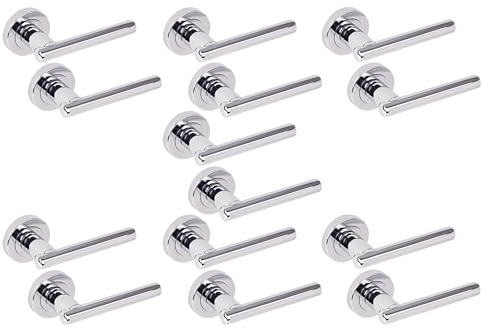 Hunta HANDLEZONE® 7 Sets Solus Lever On Round Rose Door Handles, Internal Passage Latch Handles - Polished Chrome