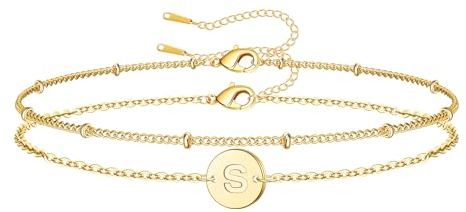 RMMD Armband Damen Gold Silber, Gold Armband mit Buchstaben Damen Personalisiertes Buchstaben Silber Armbänder Schmuck Geburtstagsgeschenke für Frauen Mädchen