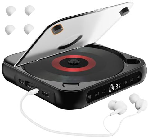 Lettore disco compatto, lettore touch disk wireless da tavolo con cuffie | lettore musicale ricaricabile anti-shock con suono chiaro per viaggi e auto