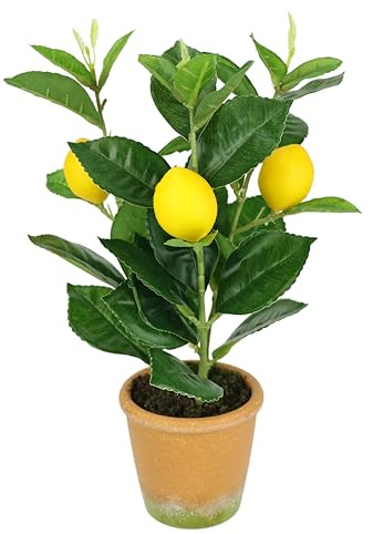Flair Flower Mini limonero Artificial de 30 cm, Planta Artificial Realista, árbol Artificial, Planta de cítricos, decoración de árbol, Planta frutal, Planta en Maceta, Planta de Interior, Planta