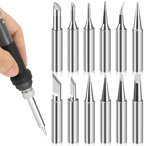 LPZMPZ Lötkolben Set 900m Lötspitzen Lötkolben Spitzen Bleifreies Lötspitze Kompatibel mit Hakko, Yihua, Atten & Mehr, für Lötstation, Schweißen, Löten usw (Silber) (900M-T)