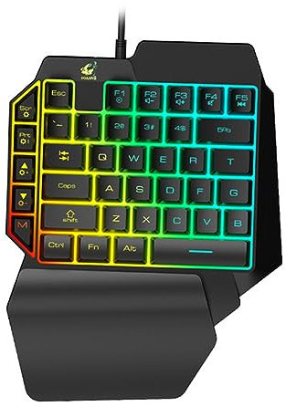 Housoutil Teclado Mecanico Gaming Una Mano para Zurdos Plug and Play Fácil De Usar