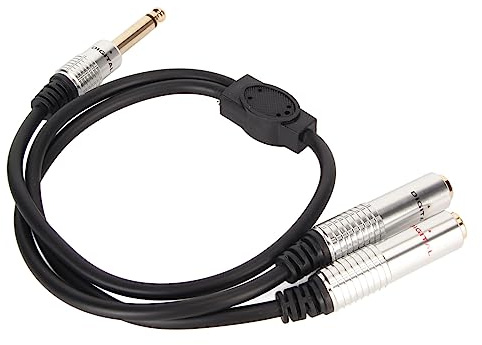 ANGGREK 6.35mm Mono Male Plug to Dual 6.35mm Female Jack Cable Y Splitter, Gold Plated Stereo Adapter Cable 1/4 Inch TRS Male to Dual 1/4 Inch TS Female Cable 20CM Length | Audio adapter with alloy , dual 1/4 inch for speakers, 50cm mono splitter for , studio mixer, electri