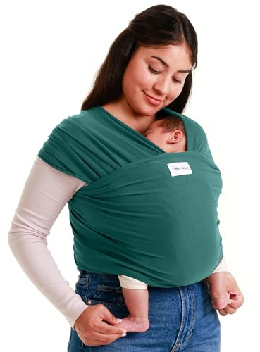Sleepy Wrap Fascia Neonato Fino a 15 kg - Morbido, Facile da Indossare, Trasporto a Mani Libere, Marsupio Bambino a Fascia Porta Bebé (Verde Scuro)
