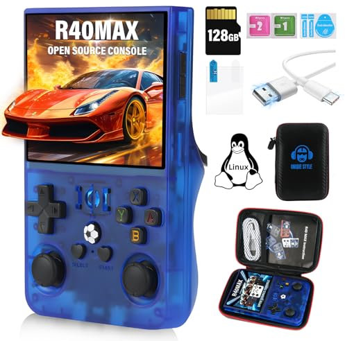 R40MAX Console Portatile, Schermo IPS Da 3,5 Pollici Sistema Linux Open Source Retro Console Portatile, 128G TF Card 2W+ Giochi 30+ Emulatori Batteria 4000mAh Emulatore Console