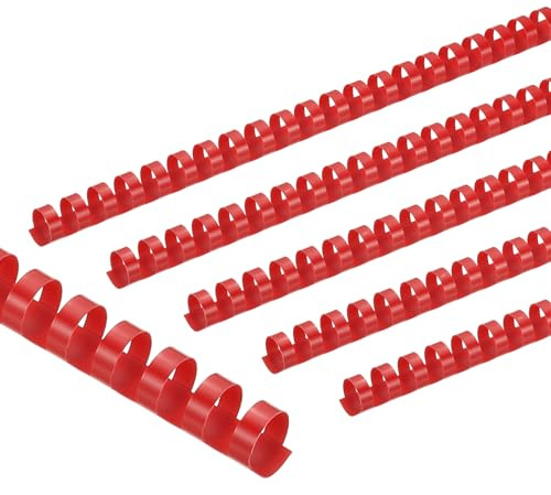 PATIKIL 16mm (5/8) Plastic Binding Combs, 50 Pcs 21 Rings Comb Binding Spines 120 Sheet Capacity Letter Size for Binding Paper Sheets Notebook Calendar Picture Album, Red