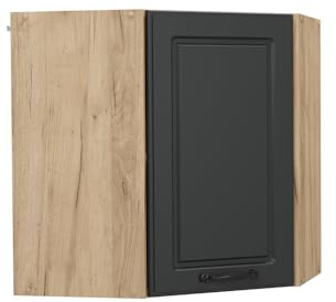 Vicco Eckhängeschrank R-Line, Anthrazit Landhaus, 57 cm | MDF-Front · 1 Einlegeboden · 1 Tür · Metallgriffe · Platzsparende Ecklösung ✓