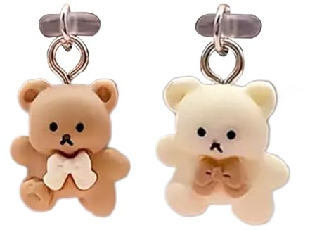 2 PACK USB C Dust Cover, Mobile Phone Port Protector, Cute Cartoon Bear Type C Charging Port Plug Cover, Dust Plug Charm, Charging Port Dust Proof Plugs Pendants For Adults, Tablet Laptop