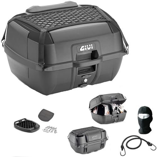 Compatible con 1800 SOFTAIL Convertible BAÚL MONOLOC+Placa+Red+Respaldo GIVI para 2 Casco Integral O Jet 45LT Inserciones Negro Brillo para Moto-Scooter con PORTAEQUIPAJES O Soportes