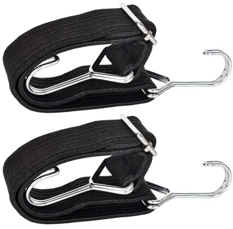 Lot de 2 Sangles de Fixation Extensibles avec Crochets, Sangles Élastiques de Tension Réglables, Élastique en Caoutchouc pour Vélo, Voiture Électrique, Moto, Tendeur de Bagage 3cm de Large