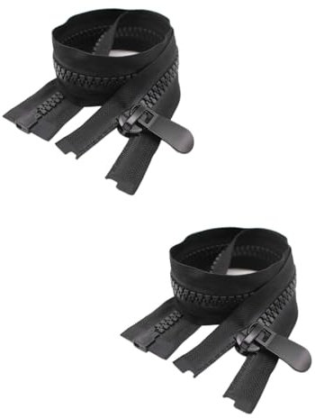 JUKOTA 2 pezzi Cerniera Lampo Nera, 100 cm, Cerniera Lampo Misura #8, Larghezza 38 mm, Chiusure de Lampo a Due Vie Divisibile, Separare Cerniere,Lampo Metallo,per Jacket Cucire Cappotti Giacca (Nero)