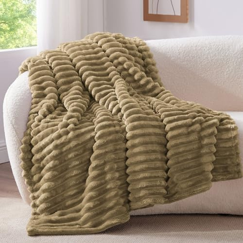 BEDELITE Kuscheldecke Flauschig Deko Decke für Sofa, Braun, 125x150 | Flanell Fleecedecke, Cord Überwurf für Wohnzimmer und Schlafzimmer, weiche Wohndecke, Tagesdecke, das ideale Geschenk