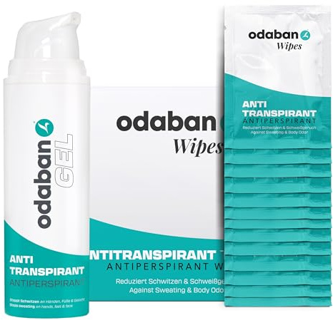 odaban® Set – Antitranspirant Gel & Wipes – punktueller Schutz gegen starkes Schwitzen – speziell für Hände, Füße & Gesicht – langanhaltend, hautverträglich & ideal für unterwegs
