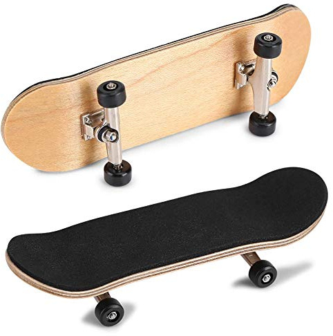 Nikou Mini Skateboard da Dita, Skateboard Fingerboard, Legno d'acero + Tastiera in Lega, con Scatola, Mini Set di Skate Fingerboard per Dita Rilassate (Nero)