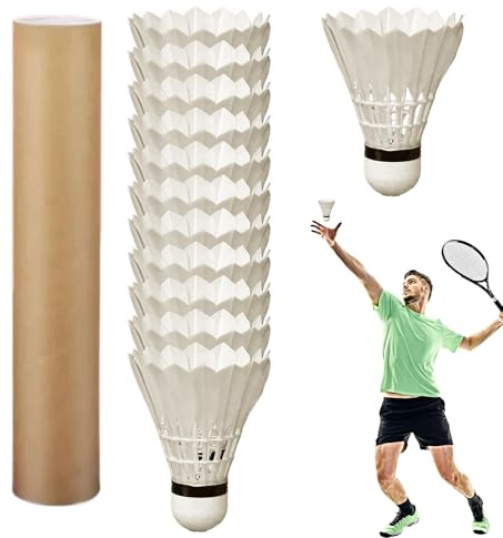 Générique Volants de Badminton | 12 Pièces Volant en Plume d'oie - Équipement Sportif Portable pour Extérieur Balles D'Entraînement À Haute Vitesse pour École Maison Parc Jardin Campus Plage Famille