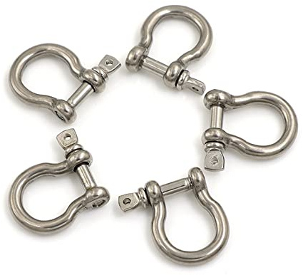 Grillete, grillete de acero inoxidable, grillete pequeño, 5 piezas M4 Plata 304 Acero inoxidable Tornillo a prueba de óxido Pasador Grillete de Horquilla Estilo europeo