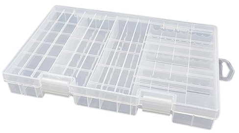 XuQiZZpp Caja organizadora de pilas con capacidad para varios tamaños, incluyendo pilas AA 3 A 9 V, fácil de transportar