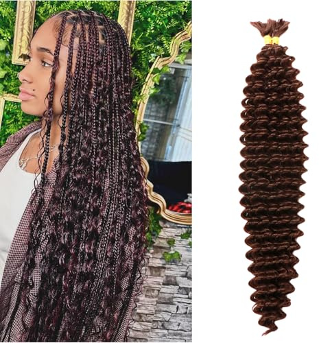 Seimainurs Deep Wave Crochet Hair Long Curly Braiding Hair for Boho Braids Ocean Wave Braiding Hair for Black Women (4#, 18 Inch (Bundles of 2))