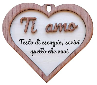 Targhetta Cuore in Legno Personalizzata – Incisa e Decorata – Idea Regalo con Testo e Immagine – 17x15 cm