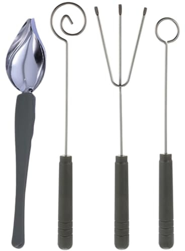 TOVINANNA Juego de Utensilios para Fondue de Chocolate de Acero Inoxidable 4 Piezas Grandes para Mojar Chocolate Tenedores Multifunción para Postres y Decoración de Frutas Adecuado para