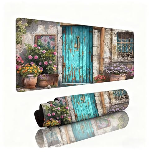 Alfombrilla Ratón Puerta Alfombrilla Escritorio 1600x800x3mm Crisantemo Mouse Pad con Base de Goma Antideslizante, Mejora la Precisión y la Velocidad, Sujeción Estable en Superficies, Regalos 0B-519