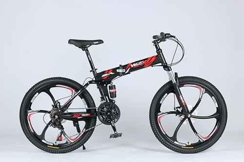 selling united 26inch Foldable Mountain Bike Dual Suspension Hardtail Bicycle Men Women Mountain Bike 21 Speed Drivetrain Lightweight Frame Sport Cycling Bike for Adult