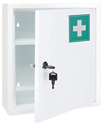 Spetebo Arzneischrank Medizinschrank weiß aus Metall - 36 cm x 31 cm - Erste Hilfe Kennzeichnung