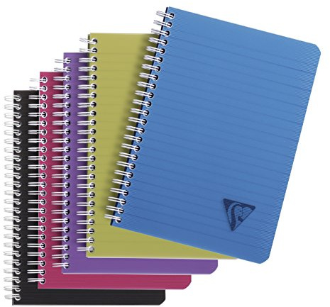 Clairefontaine 329546C - Schulheft - Spiralheft Linicolor Intensive DIN A5 90 Blatt liniert, 90g, Einband aus gerilltem PP, farbig sortiert, 1 Stück