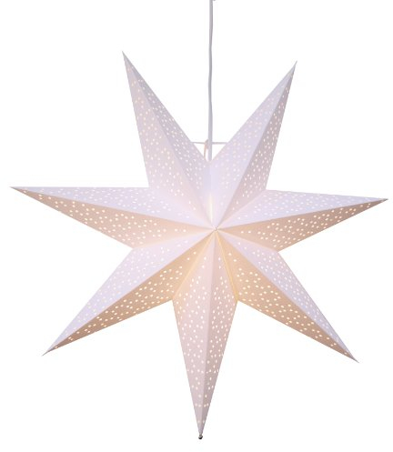 Weihnachtsstern Dot von Star Trading, 3D Papierstern Weihnachten in Weiß, Dekostern zum Aufhängen mit Kabel, E14 Fassung, Ø: 54 cm