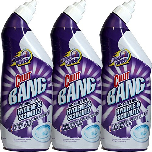 Cilit BANG WC Reiniger Kraft Gel Hygiene und Schmutz, 3er Pack (3 x 750 ml)