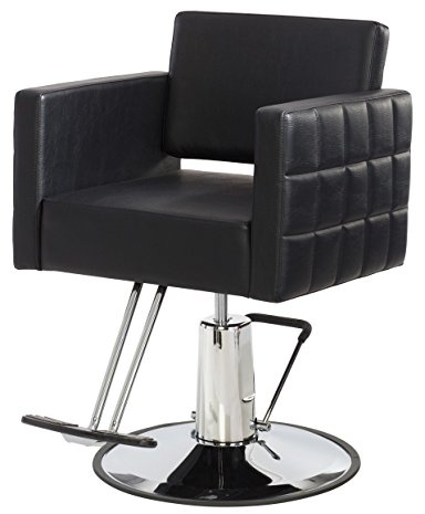 Buy-Rite Icon Styling Chair for Professional Salons & Barbershops, Modern Black Salon Seat, Wide Quilted Design, Steel Frame, Hydraulic Pump, Easy-Clean Features, YLG-192-BLK
