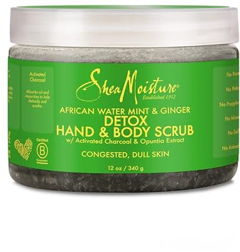 SheaMoisture African Wild Water Mint Detox & Stimulate Hand & Body Scrub, 12 Ounce (Pack of 1)