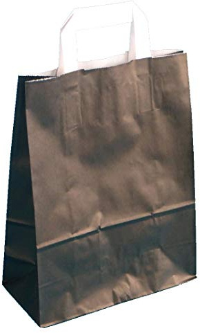 250 Papiertragetaschen Papiertüten Geschenktüten Einkaufstüten Papier Schwarz mit Flachhenkel weiß 32+12x40cm 80g/m²