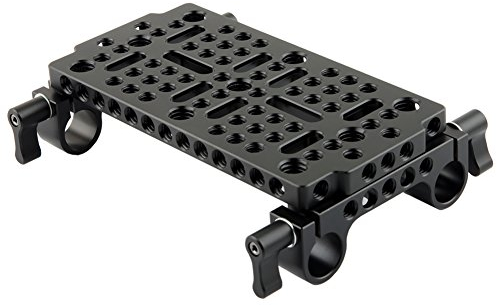 NICEYRIG Multi-Function Cheese Plate Tripod Mount Base Plate with Double 15mm Rail Clamp for DSLR Camera Shoulder Rig